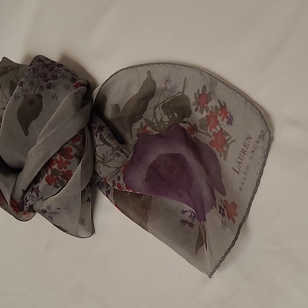 Vintage Lauren Ralph Lauren Silk Scarf gray purple/lavender